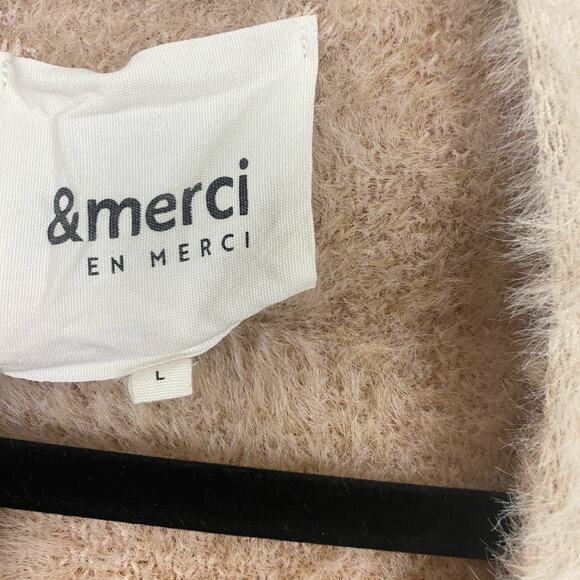 &Merci Colorblock Oversized Fuzzy Open Front Cardigan, Size L - Soft Cozy Knit - Picture 2 of 7